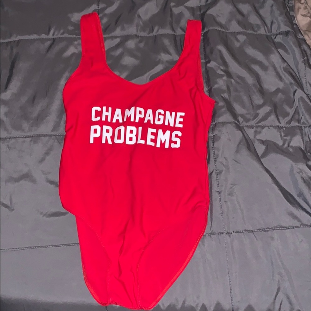 Champagne Problems Red Bathing Suit